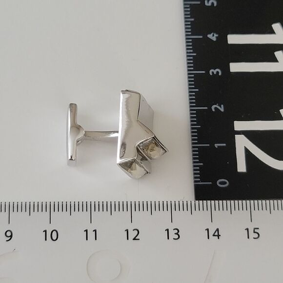 Cufflinks Duchamp London Silver Tone Crystal Cufflinks #0072 - Picture 7 of 10